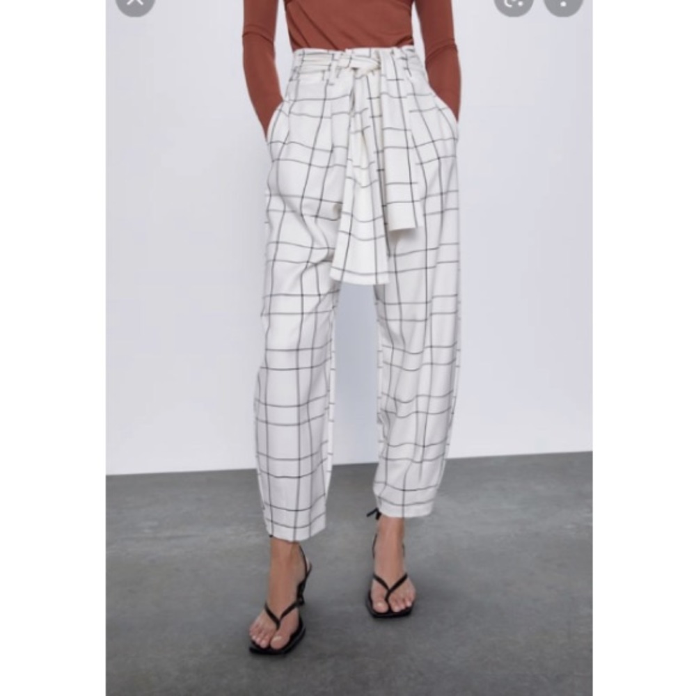 NWOT Zara Plaid High Waist Pant Size S